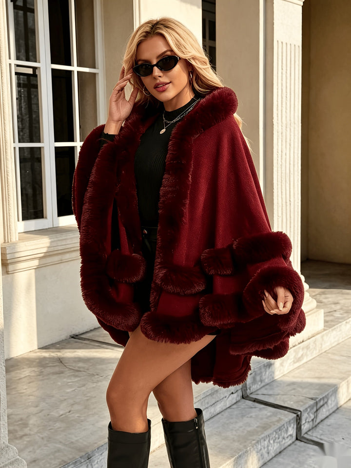 Toriann - Cardigan Invernale Con Cappuccio E Fodera in Pelliccia Con Apertura Sul Davanti