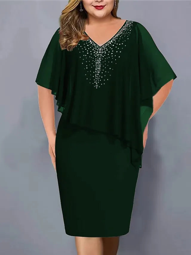 Amelie - Abito in Chiffon Con Scollo a V Impreziosito Da Strass