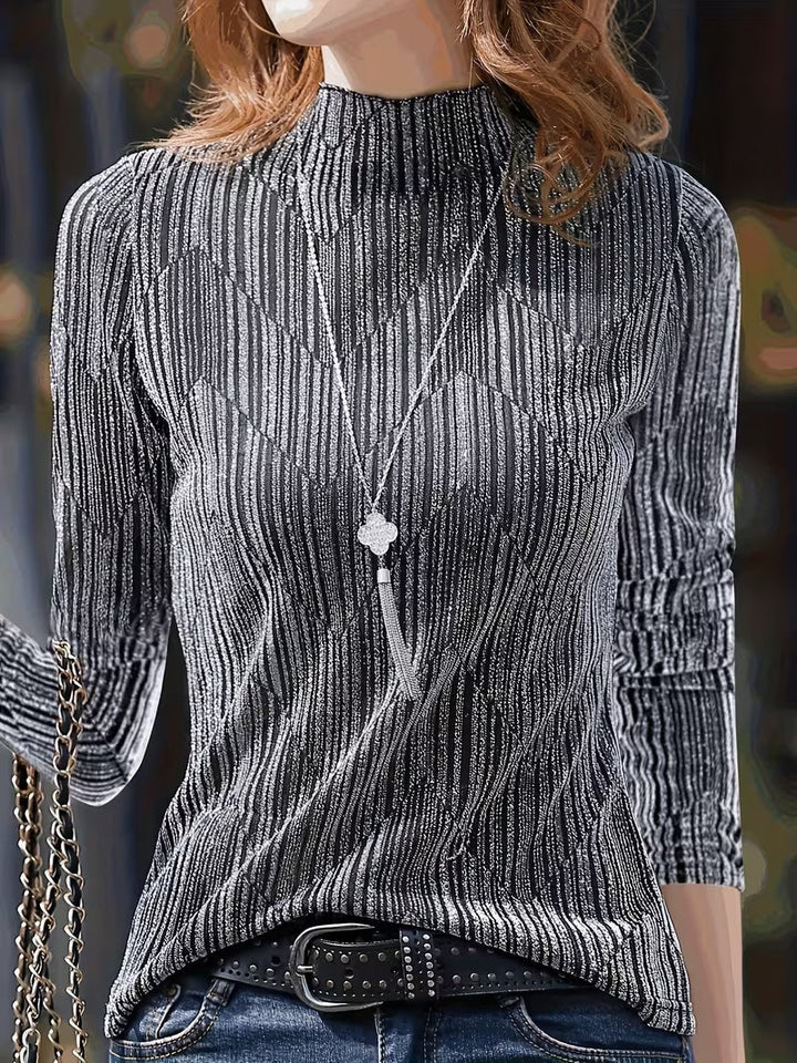 Sunija - Top a Maniche Lunghe Con Effetto Metallizzato