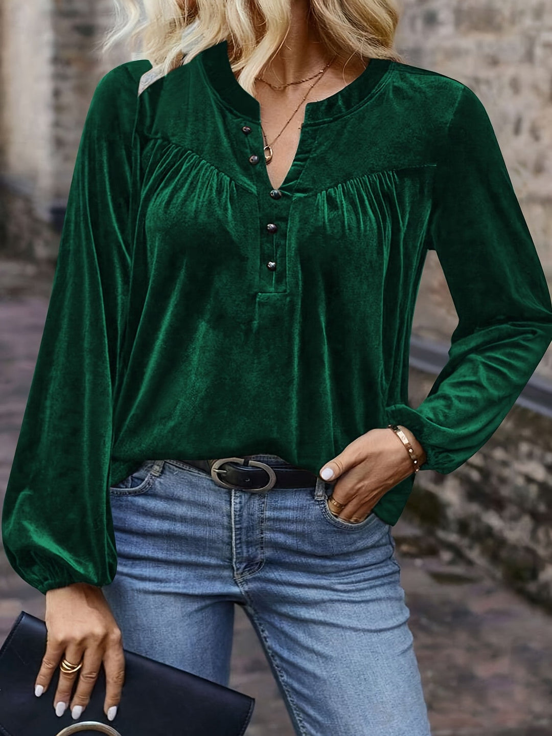 Ramina - Camicia Elegante a Maniche Lunghe Modello Lanterna
