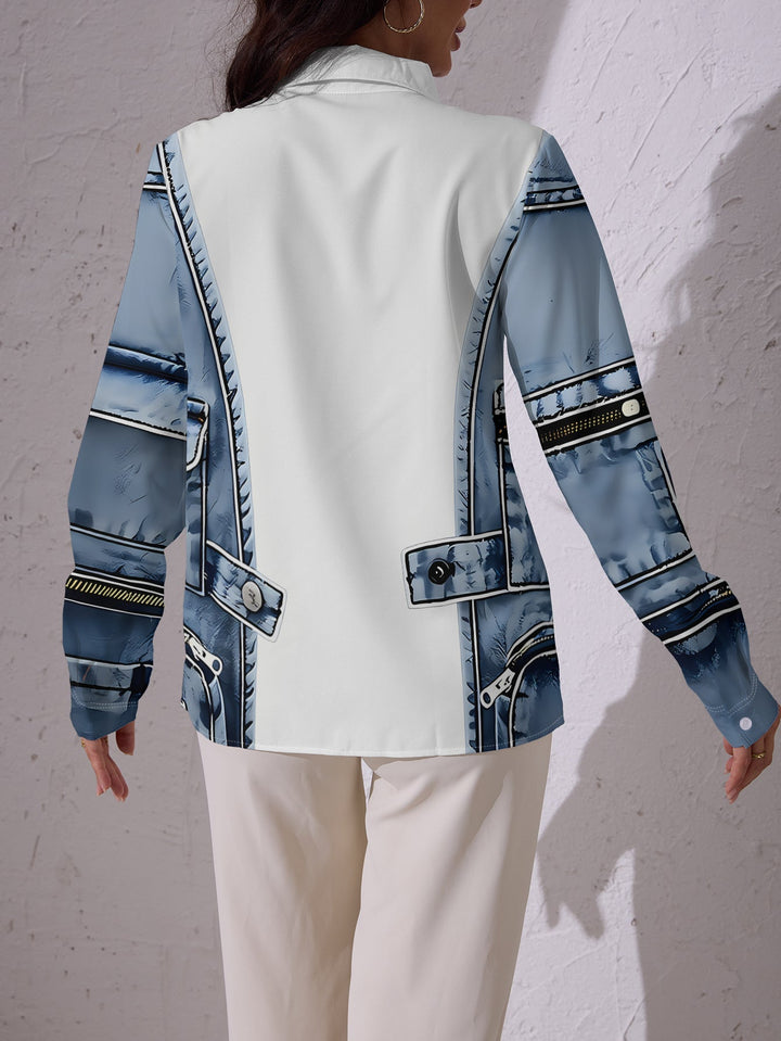 Alfiya - Camicia a Maniche Lunghe Con Taschino in Denim