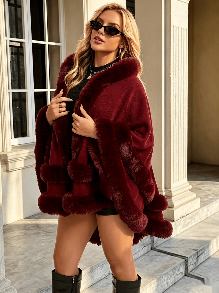 Toriann - Cardigan Invernale Con Cappuccio E Fodera in Pelliccia Con Apertura Sul Davanti