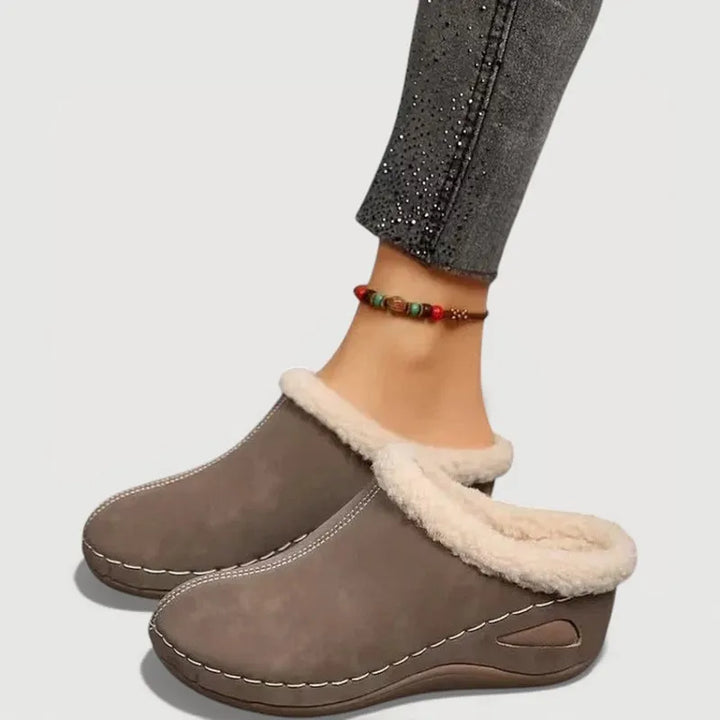 Achly - Pantofole Con Zeppa in Denim Felpato