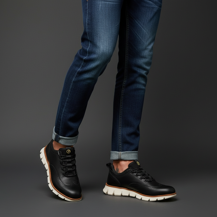 Heijnen - Scarpe da Ginnastica Brogue in Pelle Con Punta ad Ala