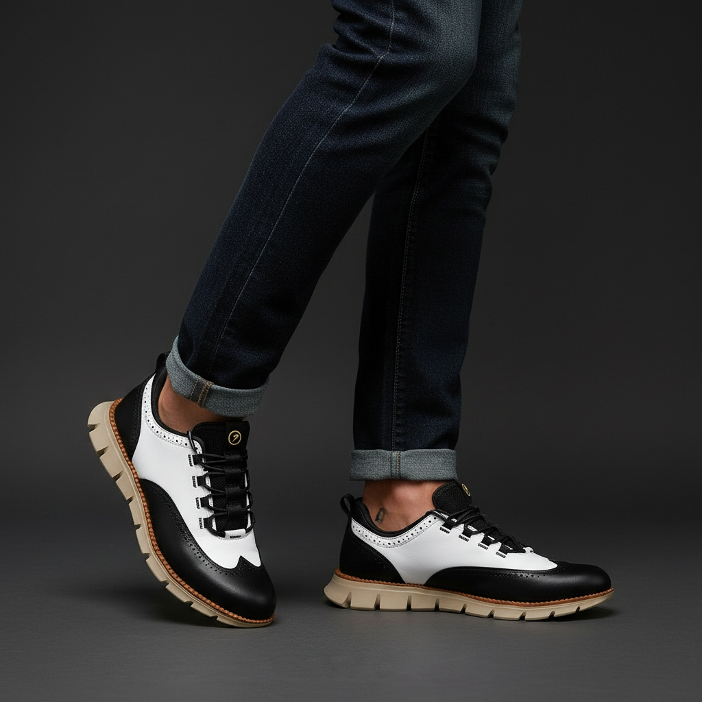Heijnen - Scarpe da Ginnastica Brogue in Pelle Con Punta ad Ala