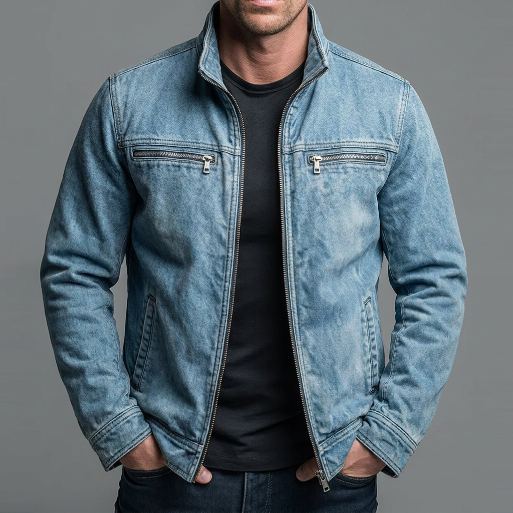 Narick - Giacca in Denim Dal Taglio Morbido Con Cerniera