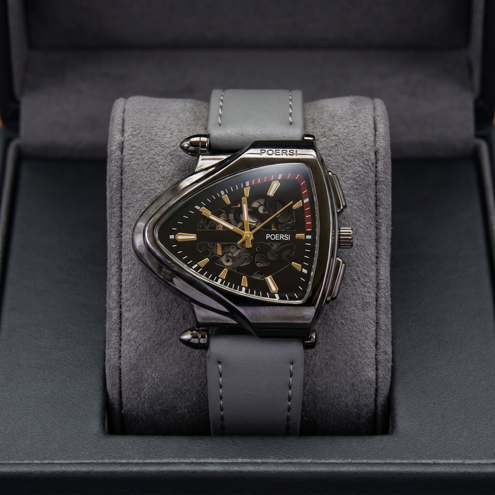 Narciso - Orologio Triangolare in Pelle Con Struttura a Scheletro