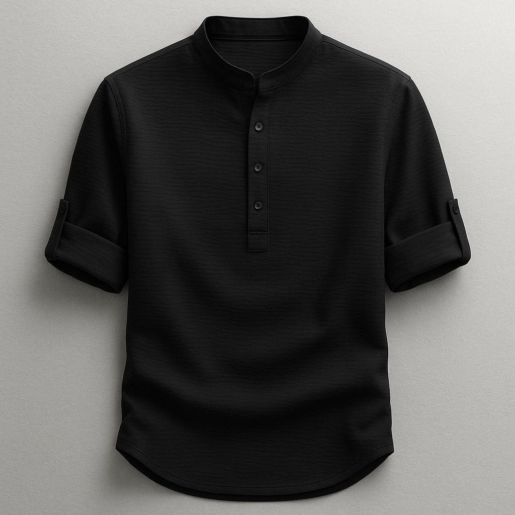 Antero - Camicia a Maniche Lunghe Con Collo Henley