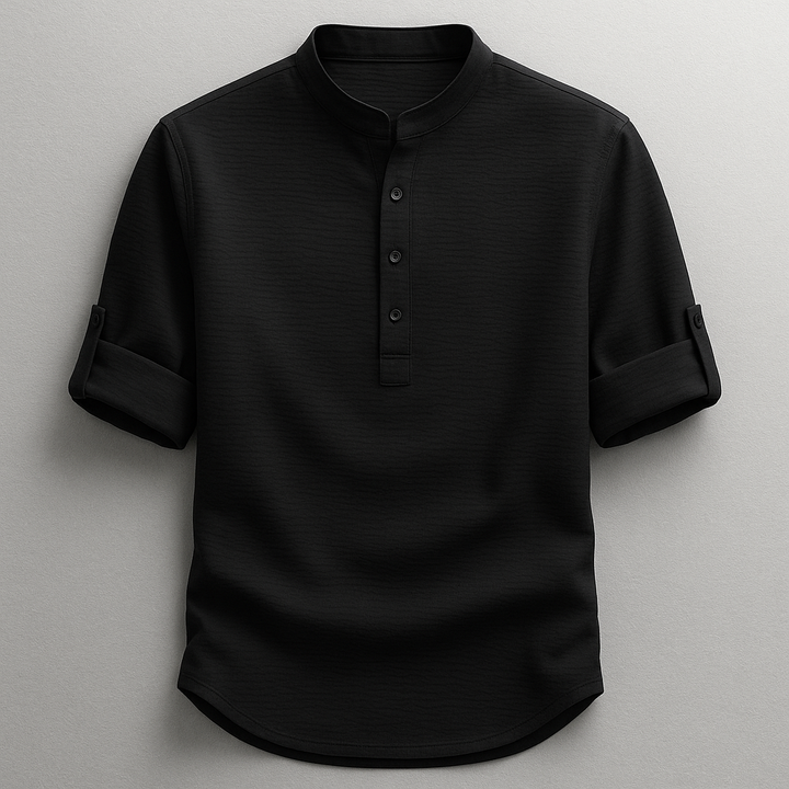 Antero - Camicia a Maniche Lunghe Con Collo Henley
