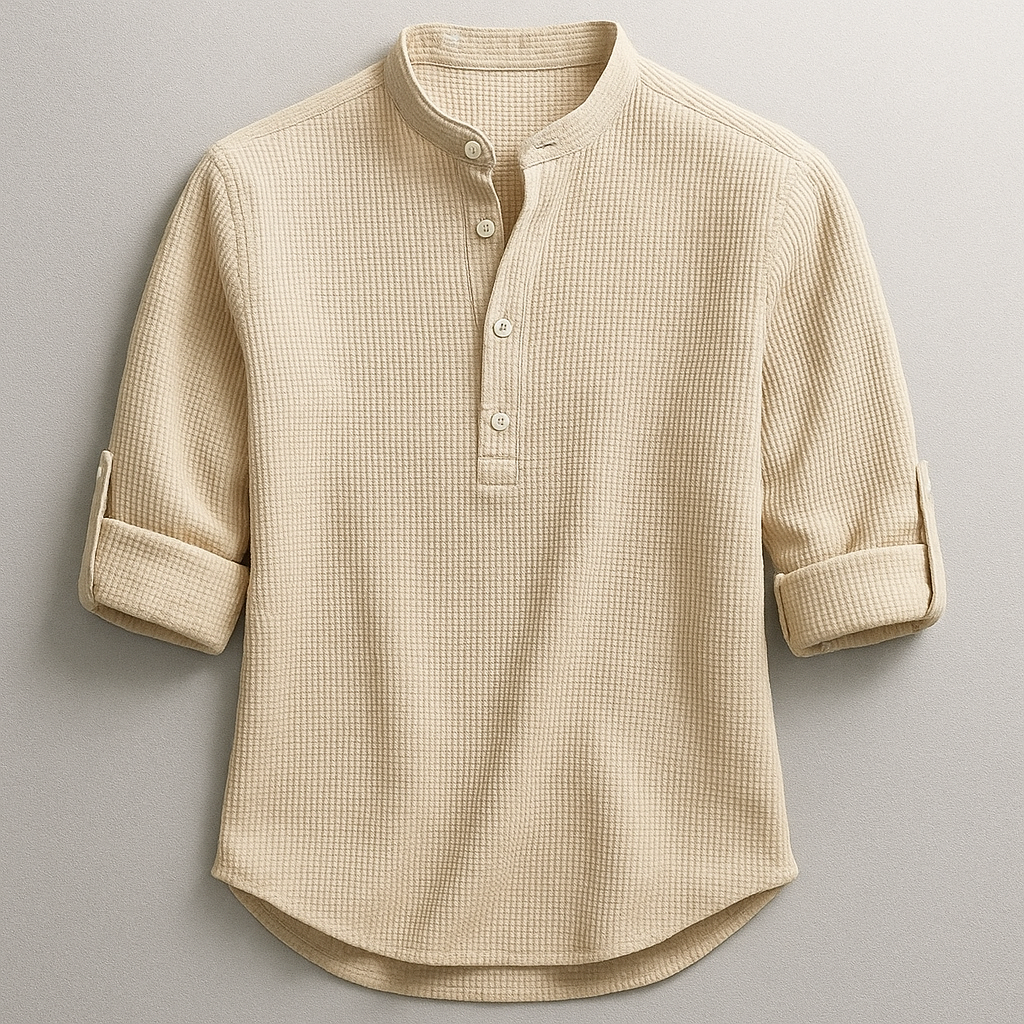 Antero - Camicia a Maniche Lunghe Con Collo Henley