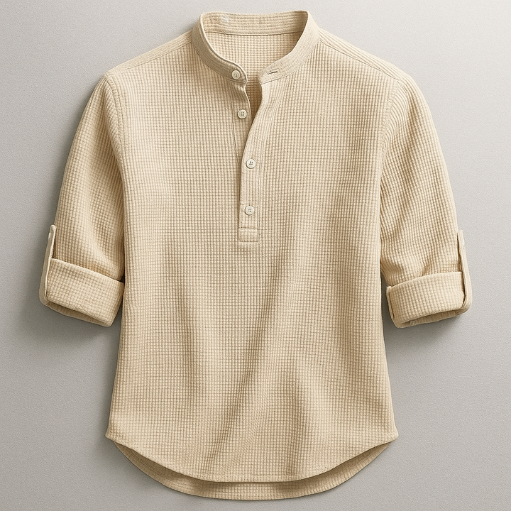 Antero - Camicia a Maniche Lunghe Con Collo Henley