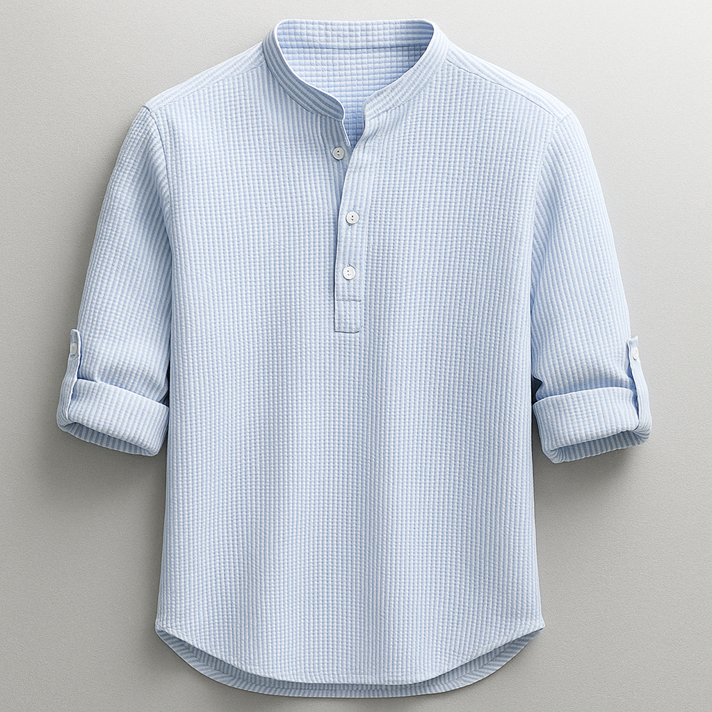 Antero - Camicia a Maniche Lunghe Con Collo Henley