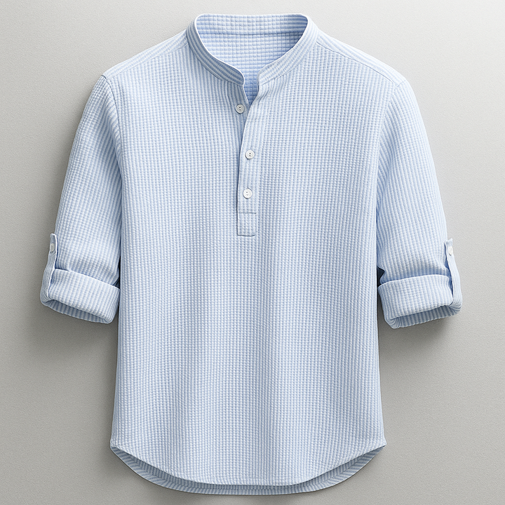 Antero - Camicia a Maniche Lunghe Con Collo Henley