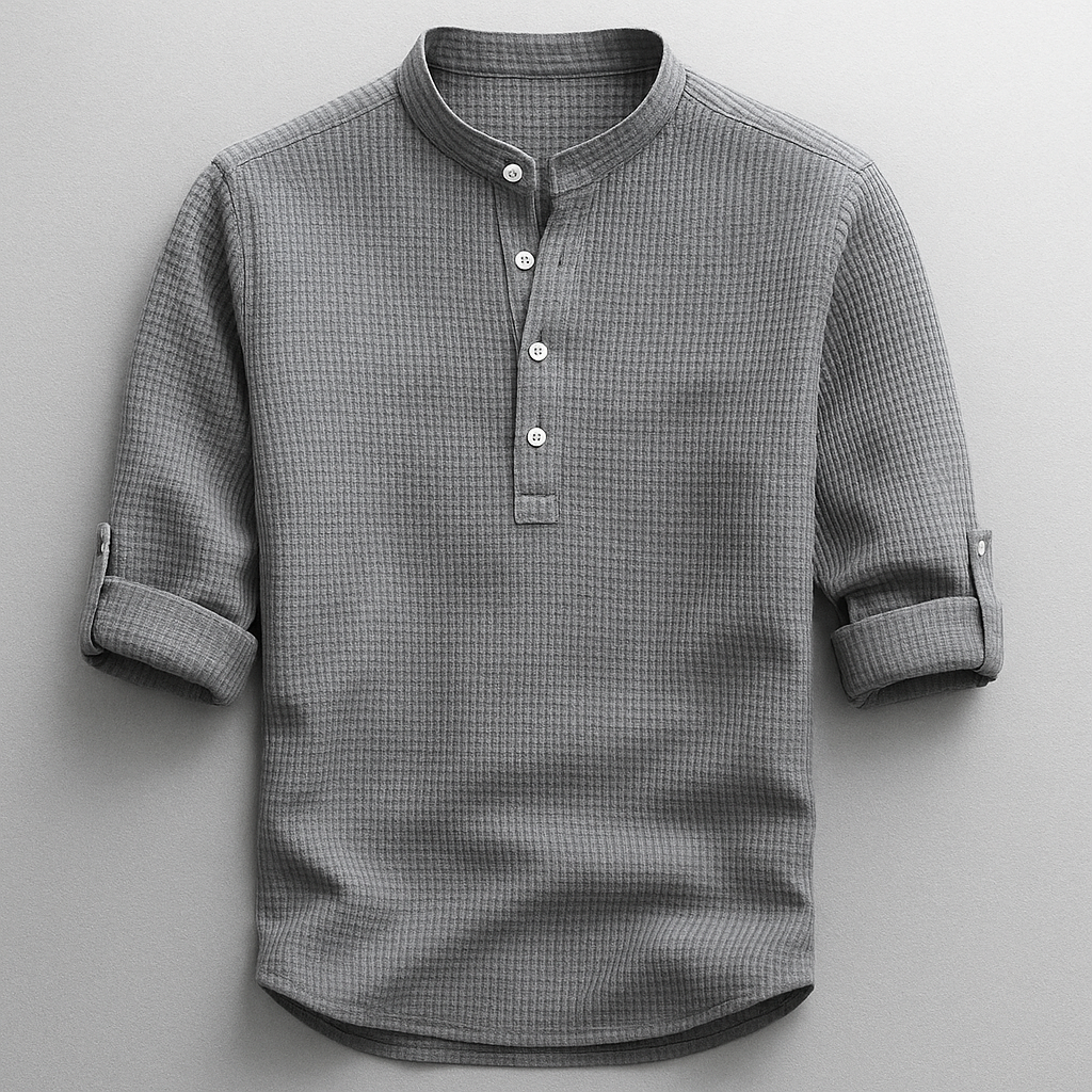 Antero - Camicia a Maniche Lunghe Con Collo Henley