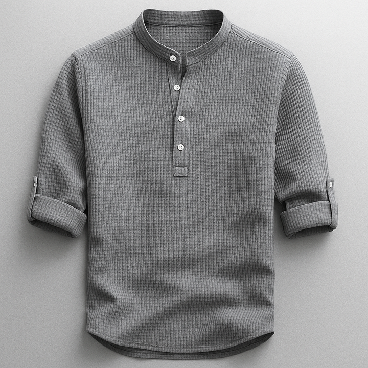 Antero - Camicia a Maniche Lunghe Con Collo Henley