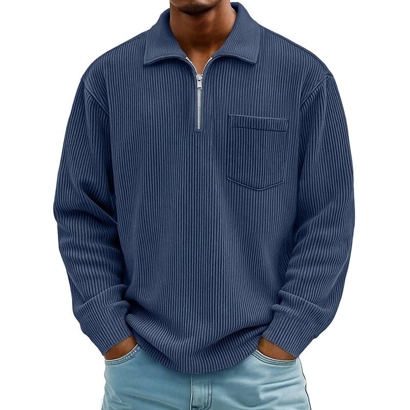Quenton - Maglione Con Mezza zip e Tasca Sul Petto