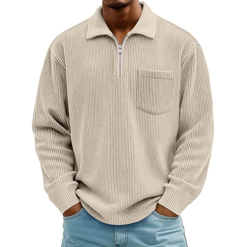 Quenton - Maglione Con Mezza zip e Tasca Sul Petto