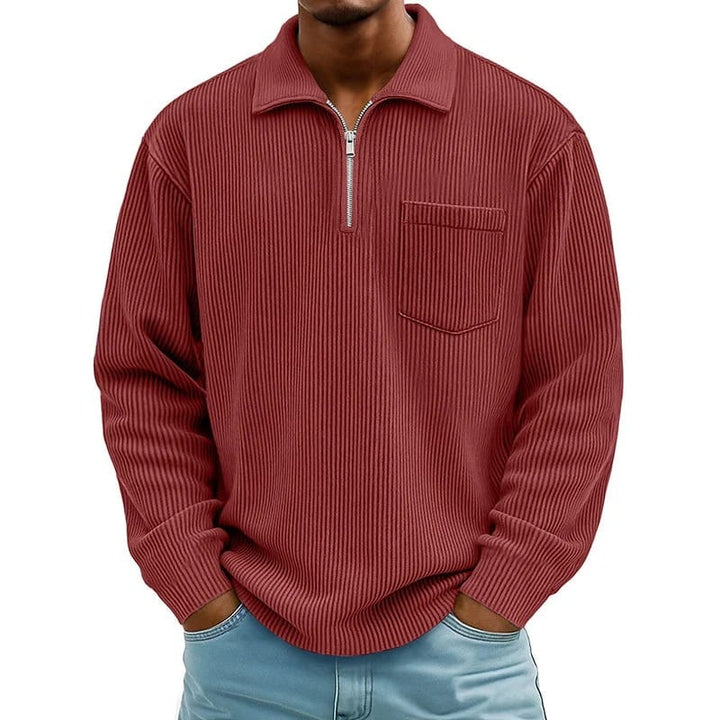 Quenton - Maglione Con Mezza zip e Tasca Sul Petto