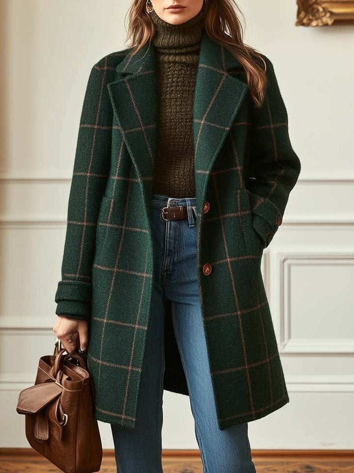 Rosine - Cappotto Classico a Quadri Con Collo a Revers