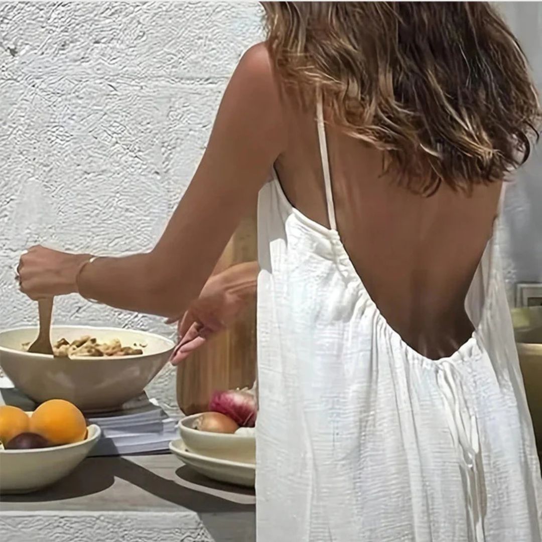 Diandra - Elegante Abito Lungo Con Schiena Scoperta