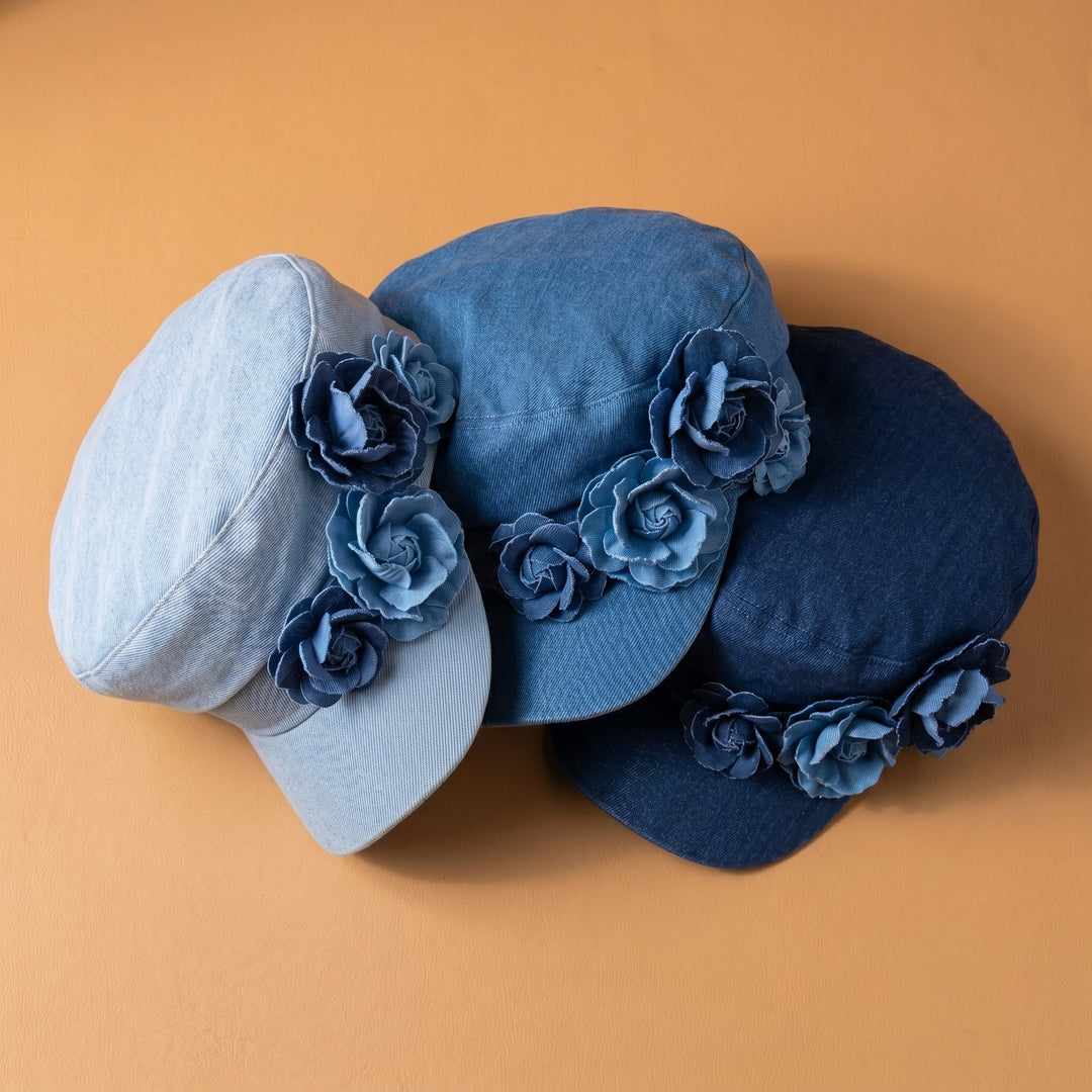 Nelisha - Cappellino in Denim Con Decorazioni Floreali
