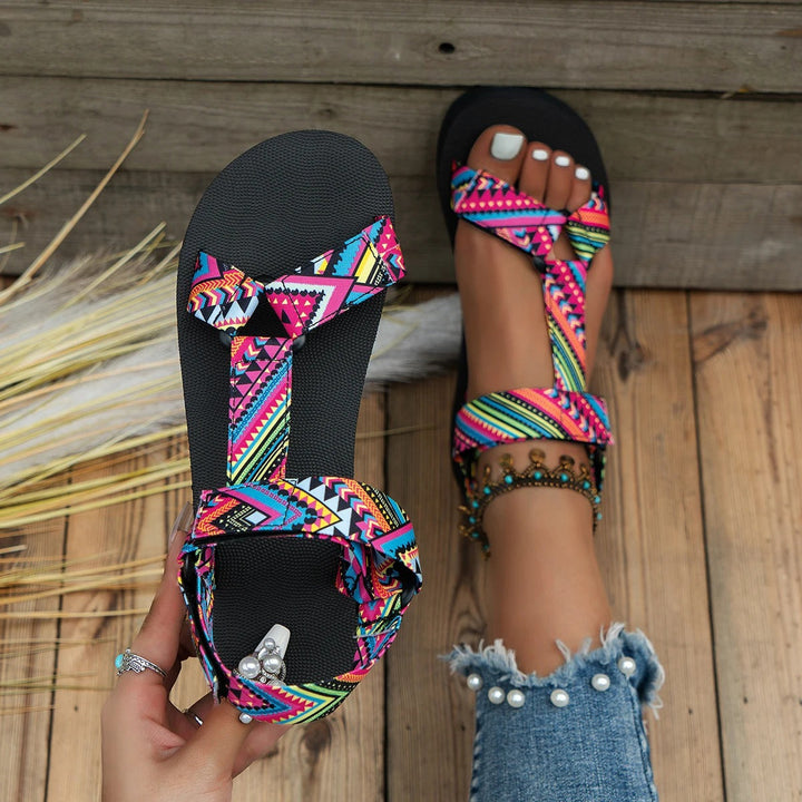 Maryane - Sandali Con Plateau e Chiusura in Velcro Fantasia