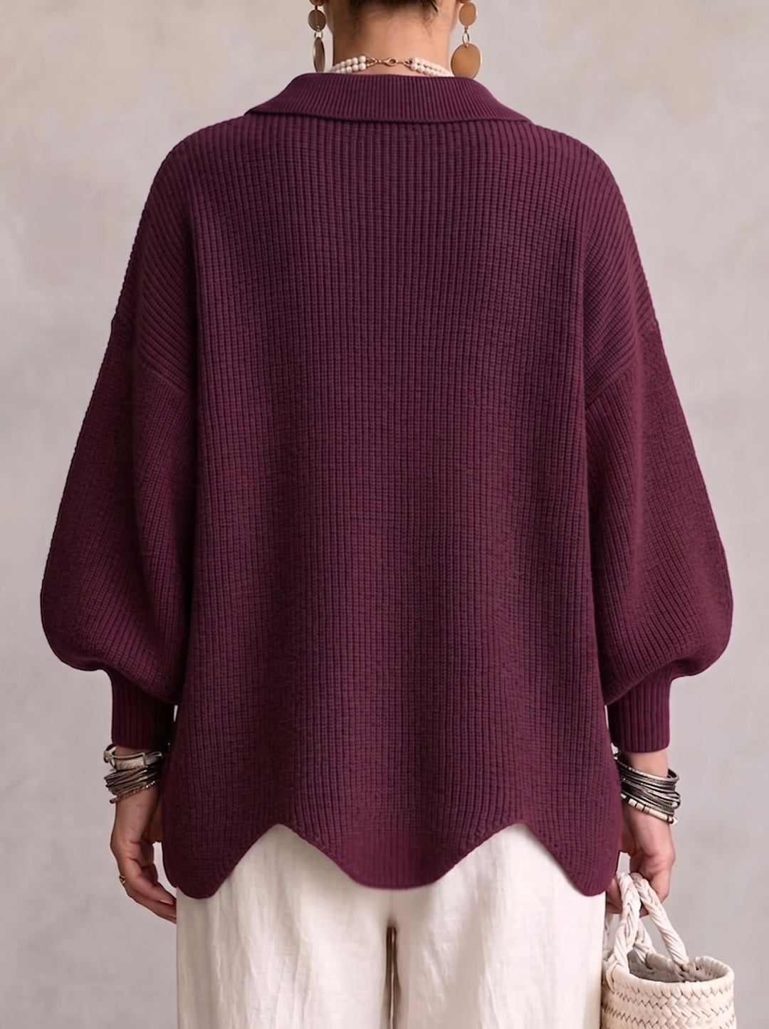 Shiryl - Cardigan in Maglia a Maniche Lunghe Con Colletto e Bottoni