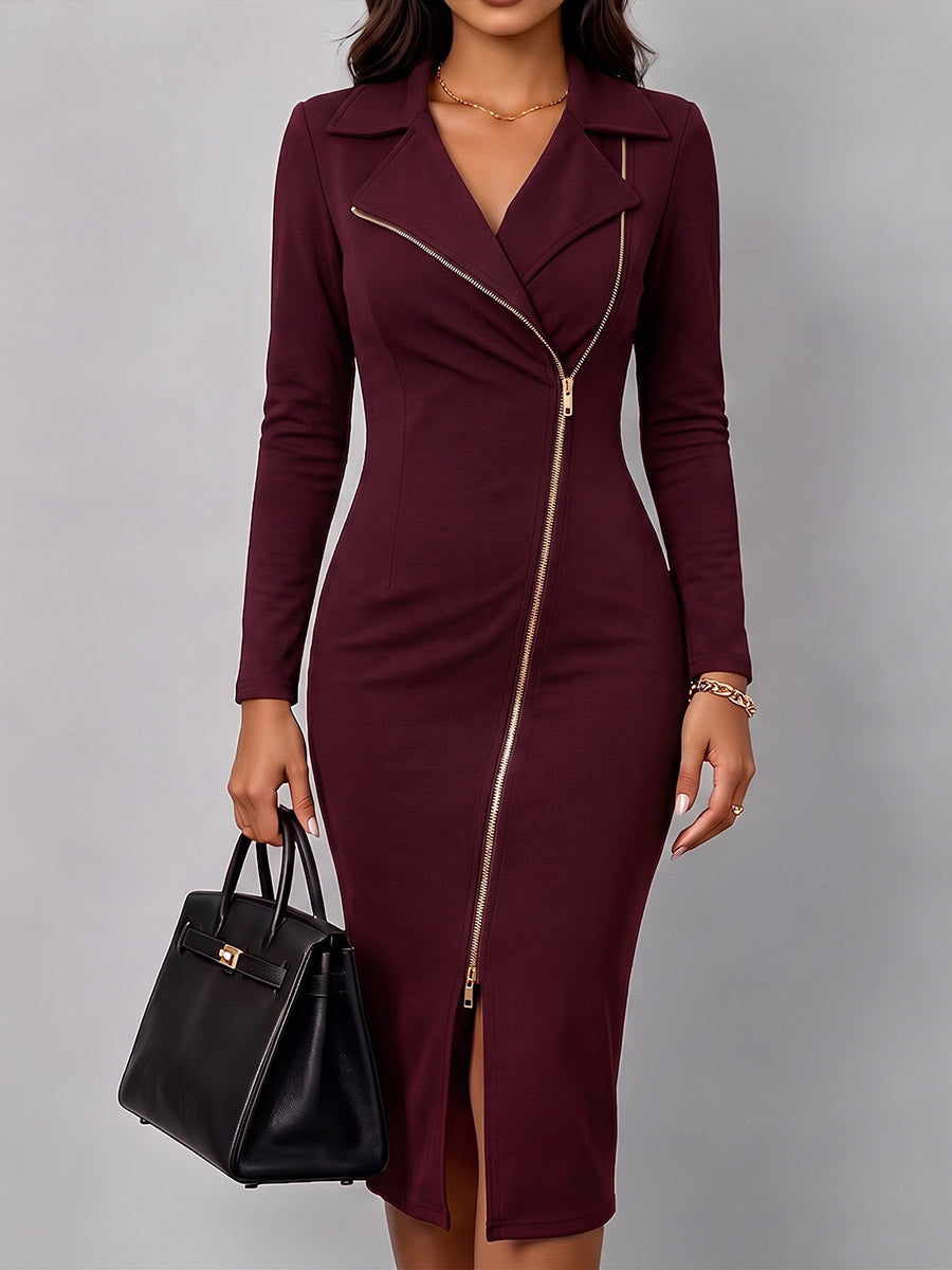 Shaniz - Abito Casual Aderente a Maniche Lunghe