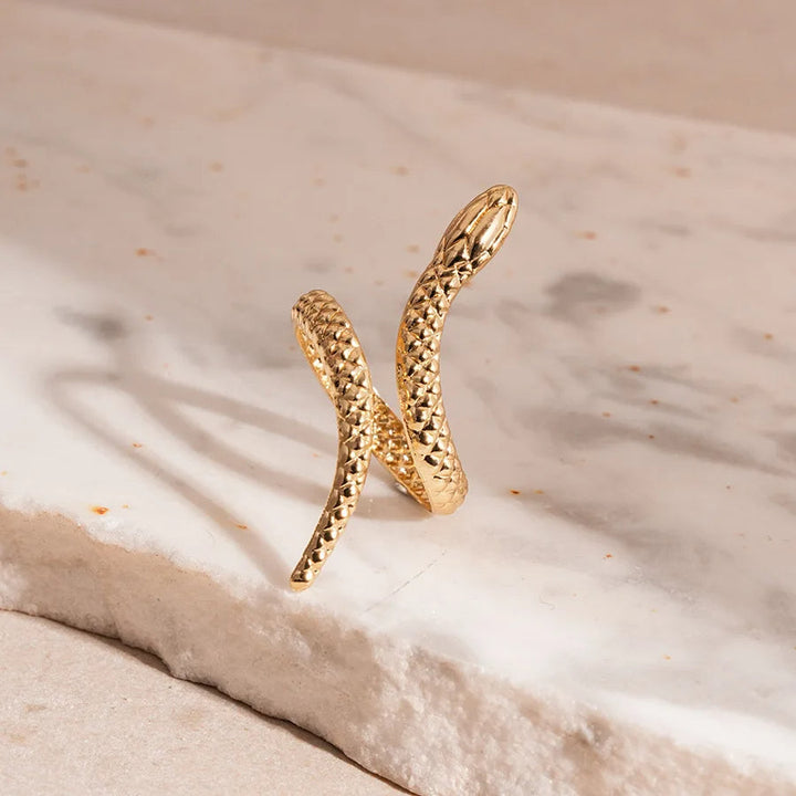 Zevella - Set Composto Da Bracciale E Anello Con Motivo a Serpente Scolpito