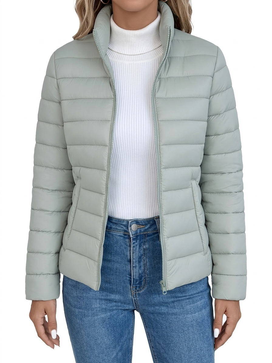 Loryta - Piumino Trapuntato Con Collo Alto e Chiusura a Zip
