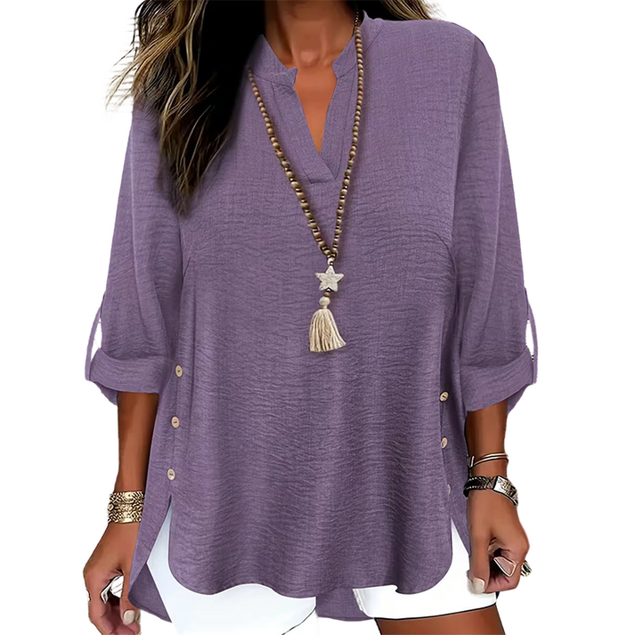 Estefany - Top Casual a Maniche Corte Con Bottoni