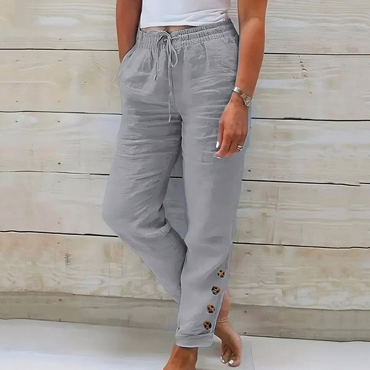 Skylie - Pantaloni Eleganti Con Coulisse in Vita E Bottone