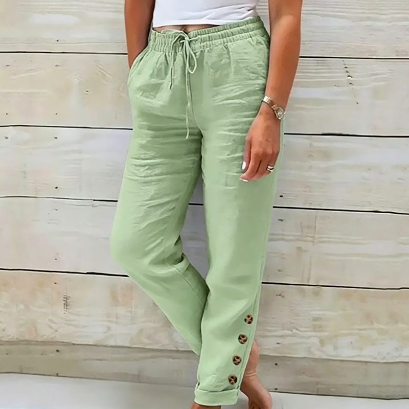 Skylie - Pantaloni Eleganti Con Coulisse in Vita E Bottone