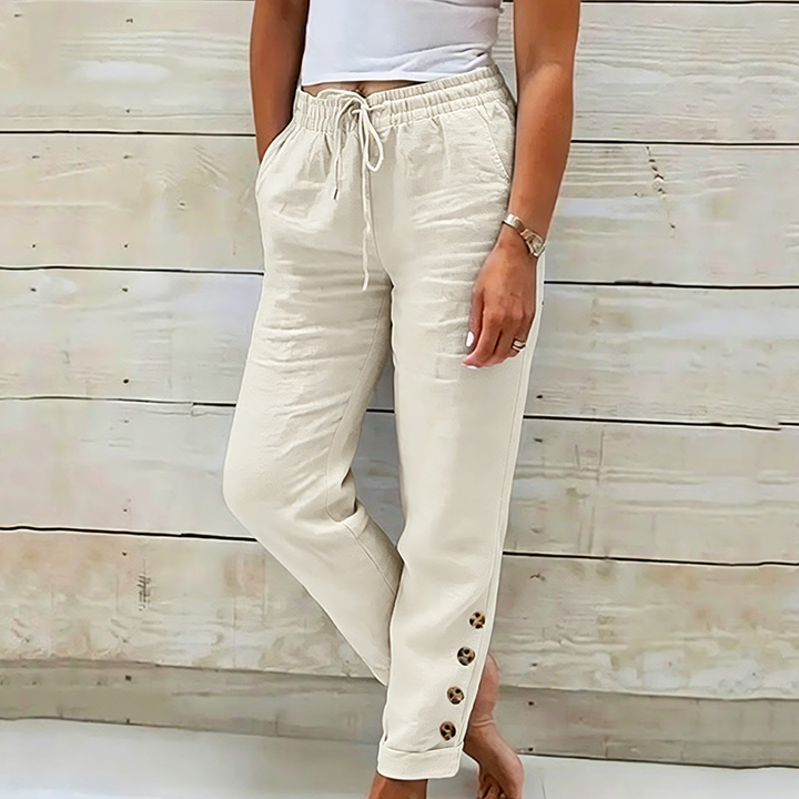 Skylie - Pantaloni Eleganti Con Coulisse in Vita E Bottone