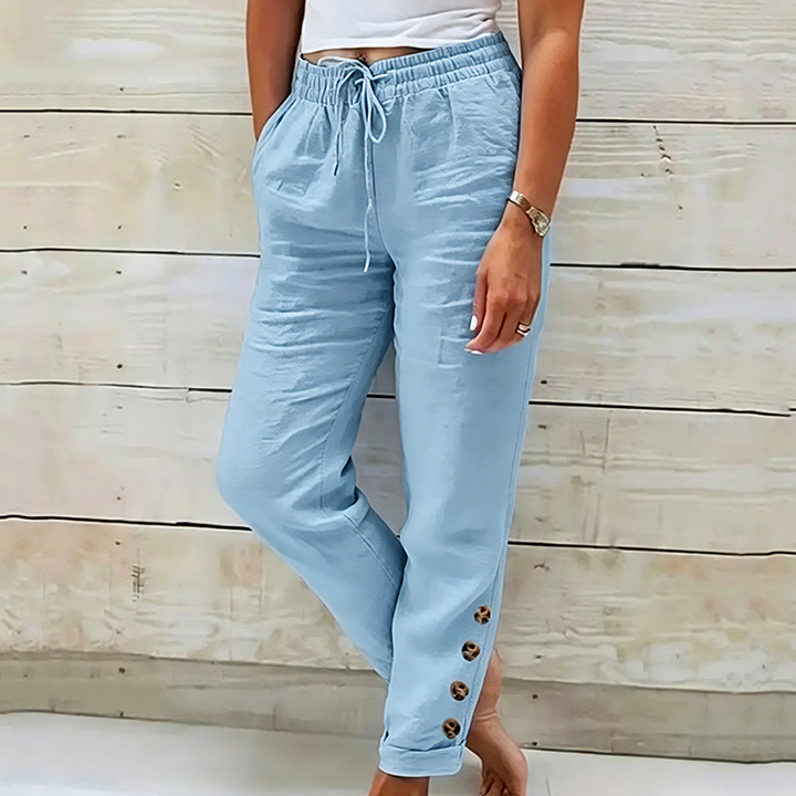 Skylie - Pantaloni Eleganti Con Coulisse in Vita E Bottone