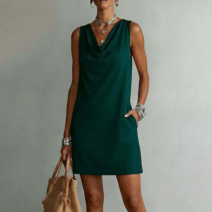 Nuham - Abito Corto Casual in Lino Con Collo a Cappuccio