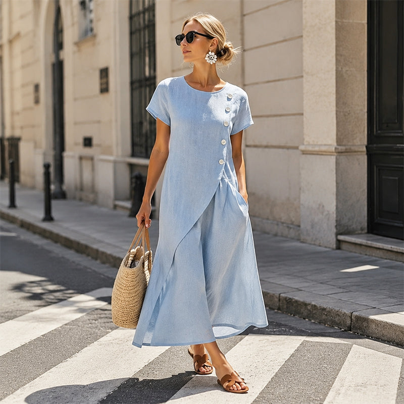 Alia - Elegante Abito Asimmetrico Con Scollo Rotondo