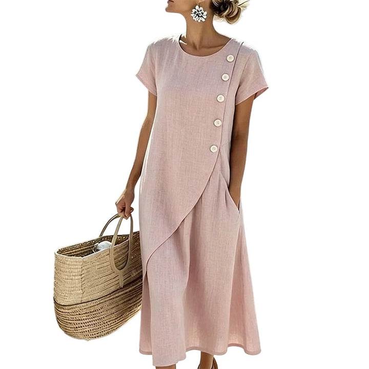 Alia - Elegante Abito Asimmetrico Con Scollo Rotondo