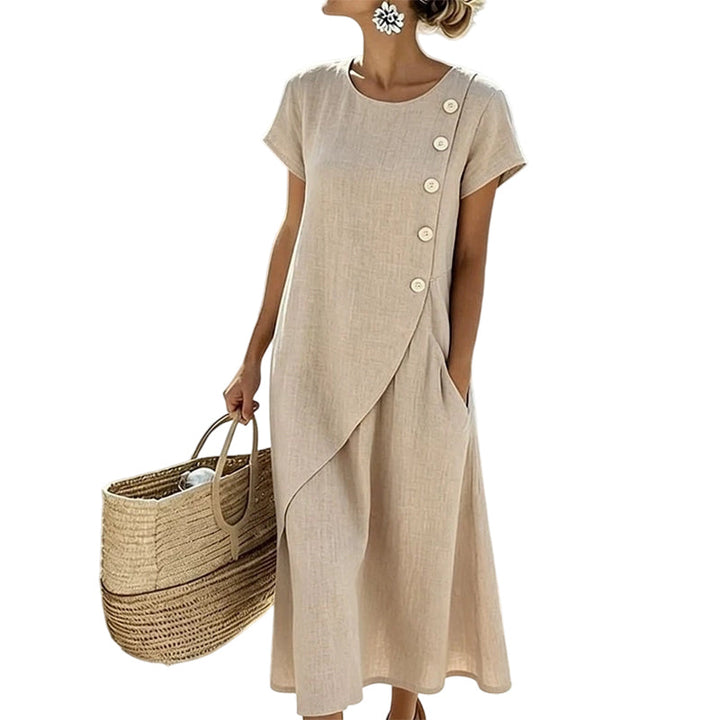 Alia - Elegante Abito Asimmetrico Con Scollo Rotondo