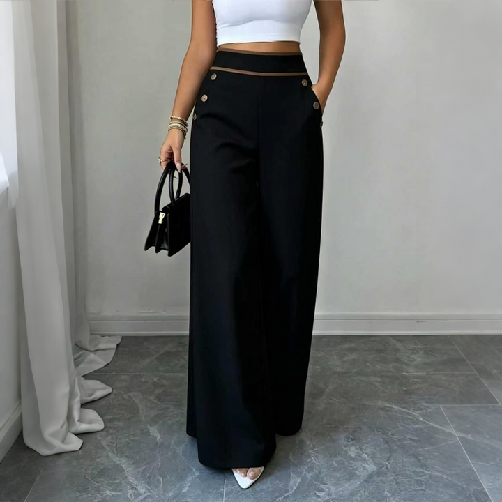 Selvie - Pantaloni a Gamba Larga Con Bottoni Decorativi