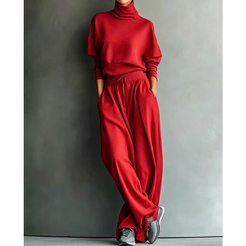 Phylles - Set a Due Pezzi Con Maglione a Collo Alto e Pantaloni a Gamba Larga
