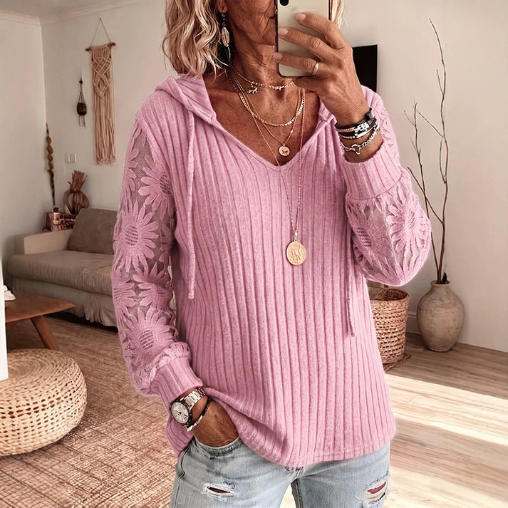 Nemila - Elegante Cardigan Con Cappuccio in Pizzo