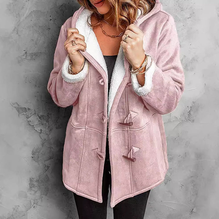Didienne - Cappotto Con Cappuccio a Maniche Lunghe in Finta Pelle Scamosciata