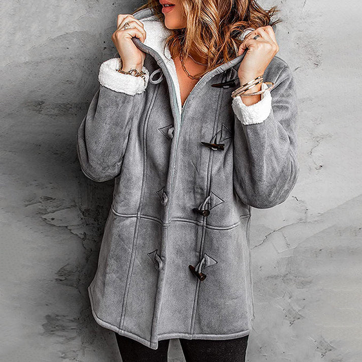 Didienne - Cappotto Con Cappuccio a Maniche Lunghe in Finta Pelle Scamosciata