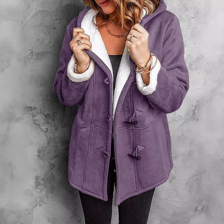 Didienne - Cappotto Con Cappuccio a Maniche Lunghe in Finta Pelle Scamosciata
