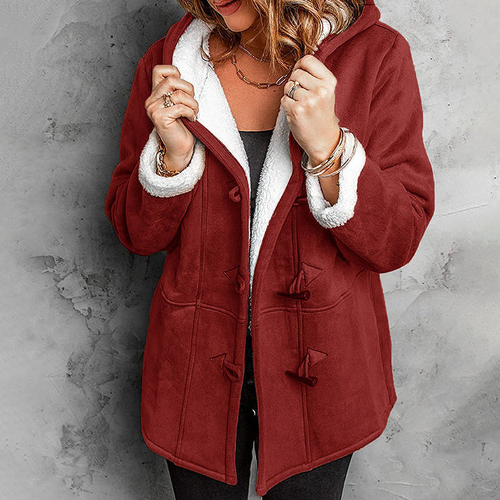 Didienne - Cappotto Con Cappuccio a Maniche Lunghe in Finta Pelle Scamosciata