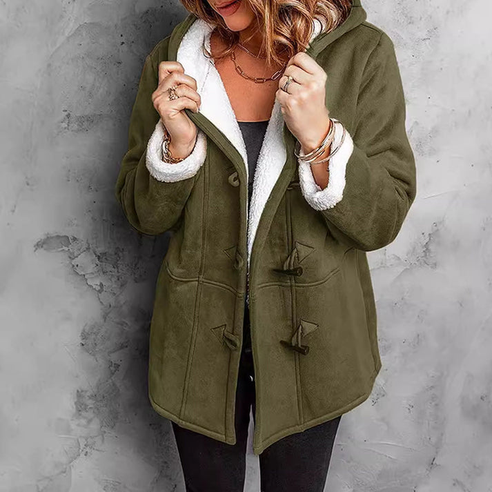 Didienne - Cappotto Con Cappuccio a Maniche Lunghe in Finta Pelle Scamosciata