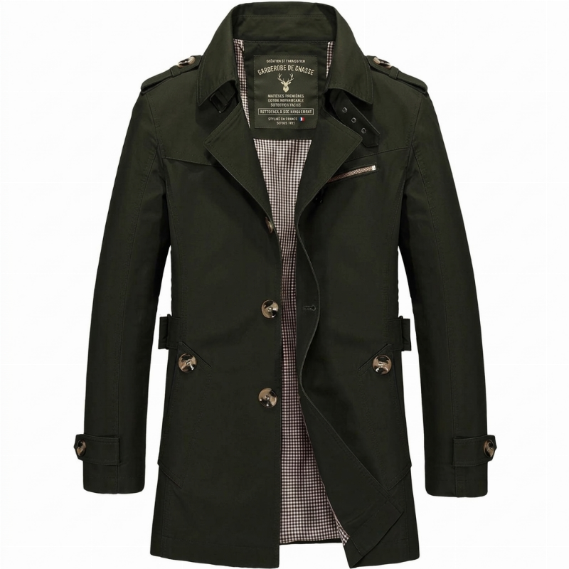 Alpaslan - Cappotto Con Collo a V e Chiusura Con Bottoni