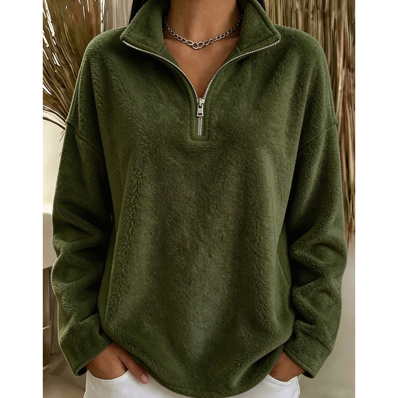 Akino - Maglione in Pile con Mezza zip e Collo