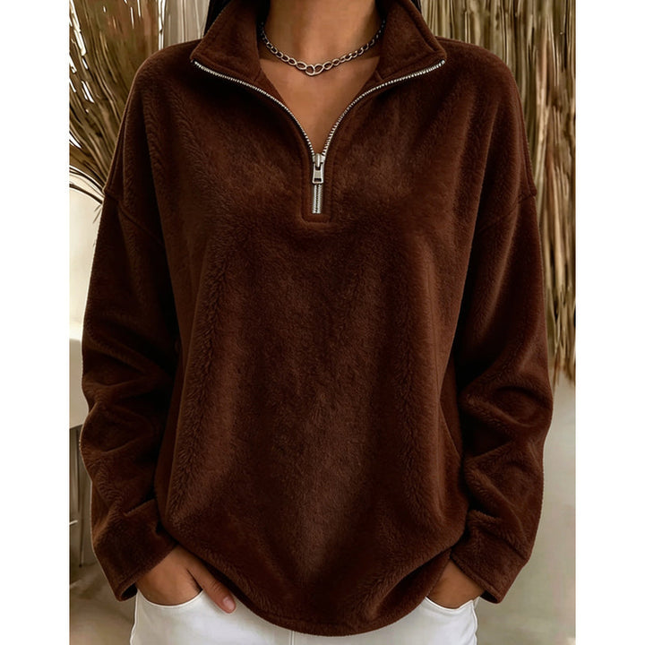 Akino - Maglione in Pile con Mezza zip e Collo